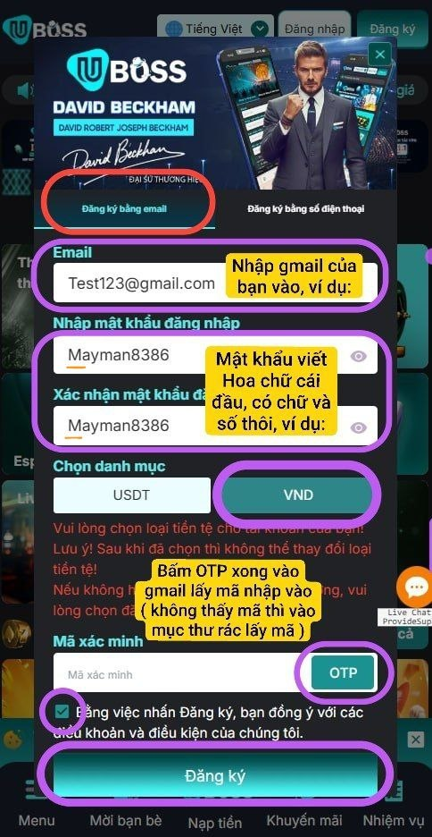 Hướng dẫn đăng ký bằng email